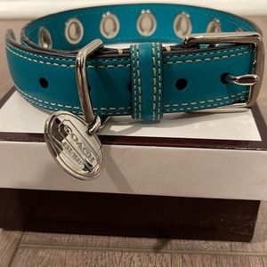 Coach Large Teal Dog Collar